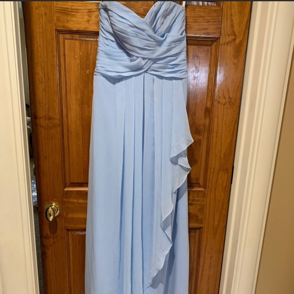 Strapless ice blue bridesmaid dress David’s bridal